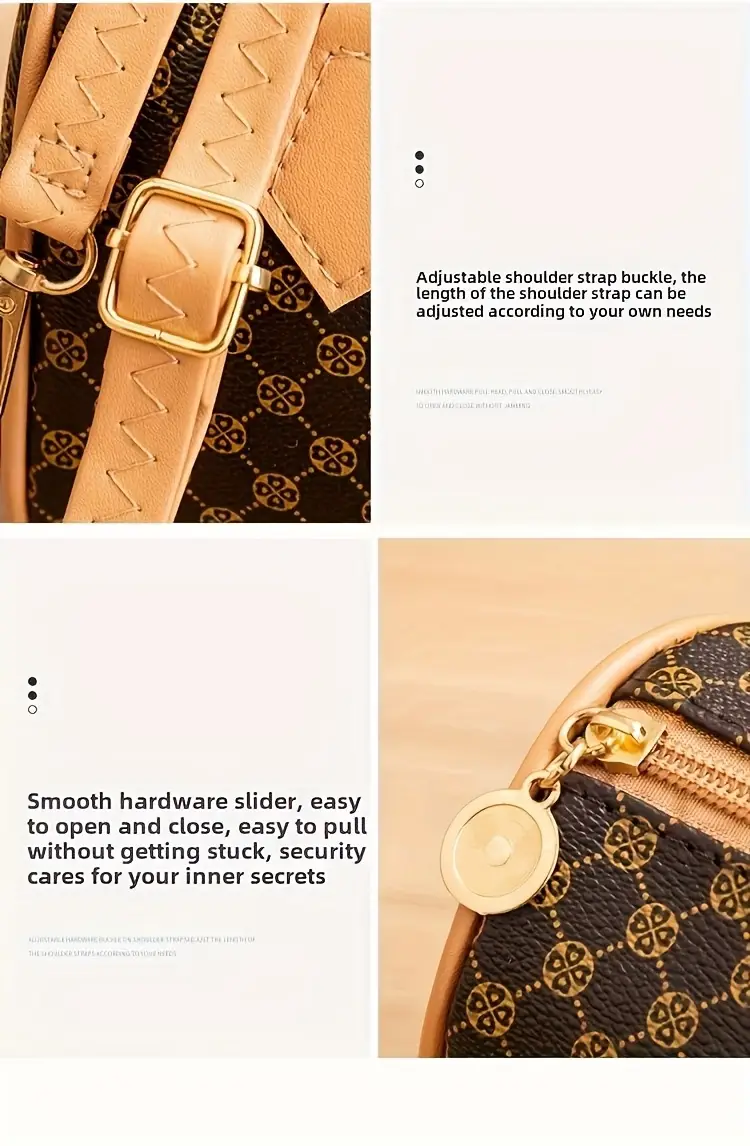 womens shoulder bag trendy boston bag with print crossbody single shoulder handbag vintage contrast color printed handbag crossbody pillow bag zipper closure polyester lining womens shoulder bags 3 colors apricot details 3