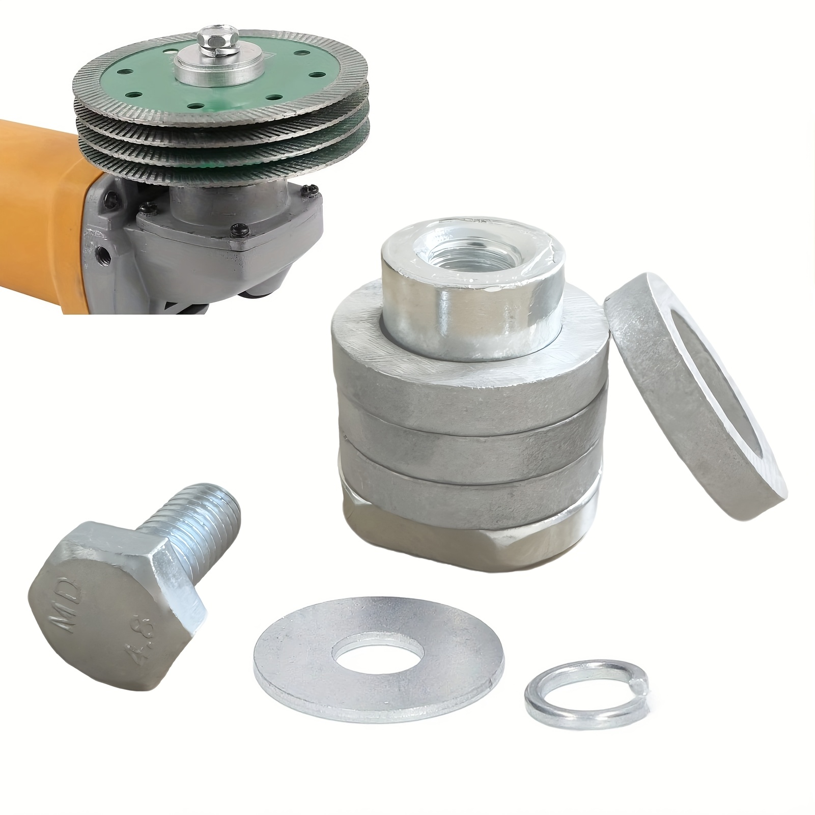 Image of 1pc M10 Power Tool Adapter, Metal Material, Manual Operation, Including Washer Nut, Suitable For Brick, Tile And Wall Slotting Electrician Additions