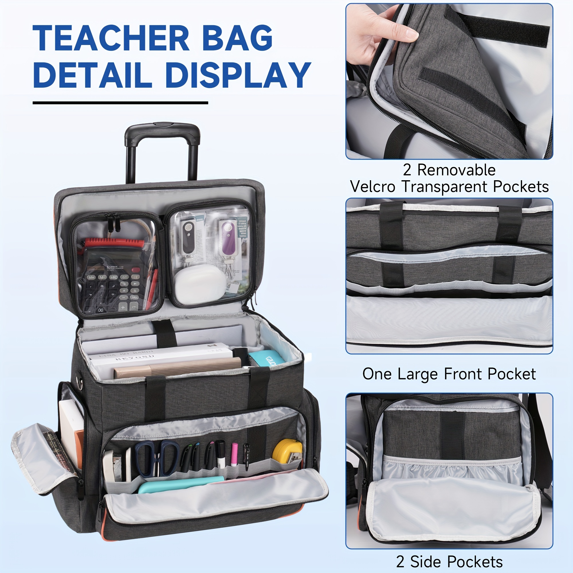 

Teacher Bag, Multipurpose And Laptop Compartment, For , , Art Supplies, 15.6 Laptop Size