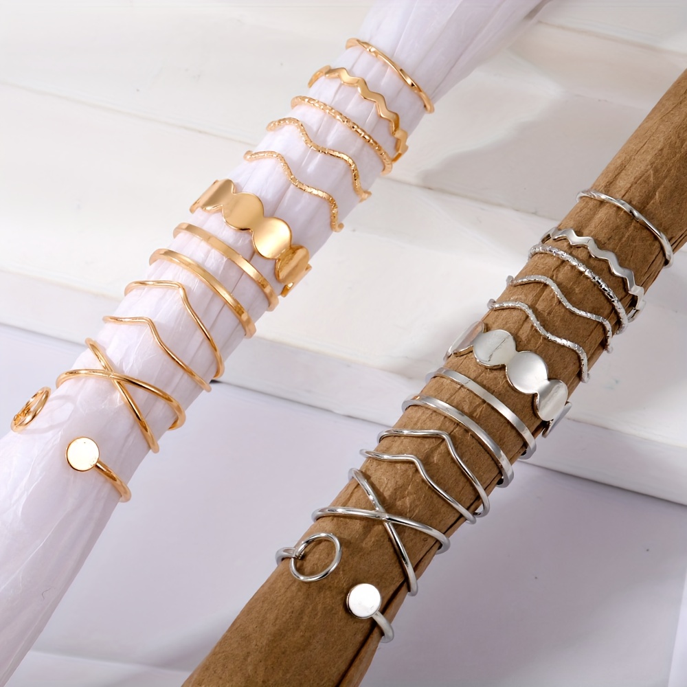 10pc Ripple Cross Stackable Ring Set — Versatile Daily Wear