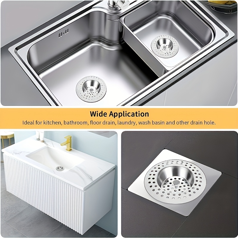 TEMU 2 Pack Heavy Duty Stainless Steel Sink Strainer Plug - Rustproof Metal With Hair Catcher For Kitchen And Bathroom Sinks, Bathtubs, Showers -