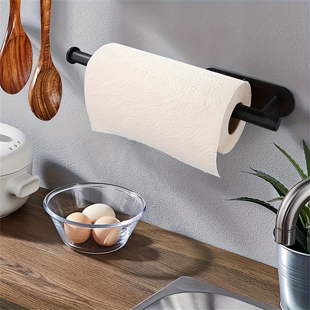 

Stainless Steel No-drill Paper Towel Holder - Self-adhesive, Punch-free Tissue Organizer For Kitchen & Bathroom Storage