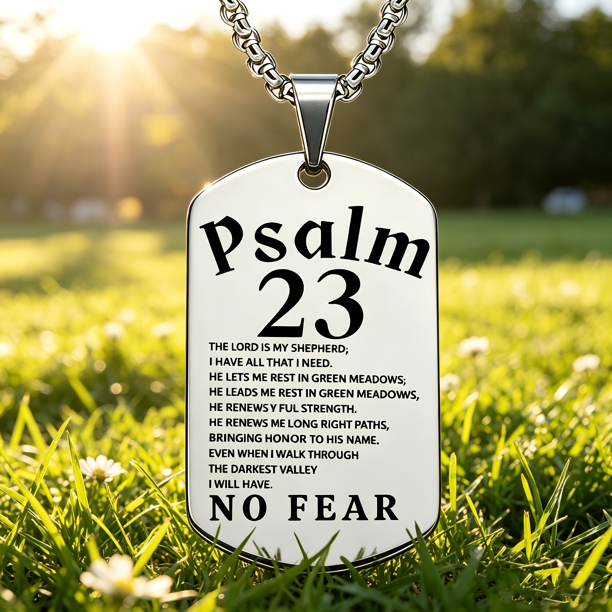 TEMU A Stainless Steel Pendant Featuring Psalm 23, "the Lord Is My Shepherd; I Shall Not Want," A Gift For Baptisms, Christmas, And Birthdays. This