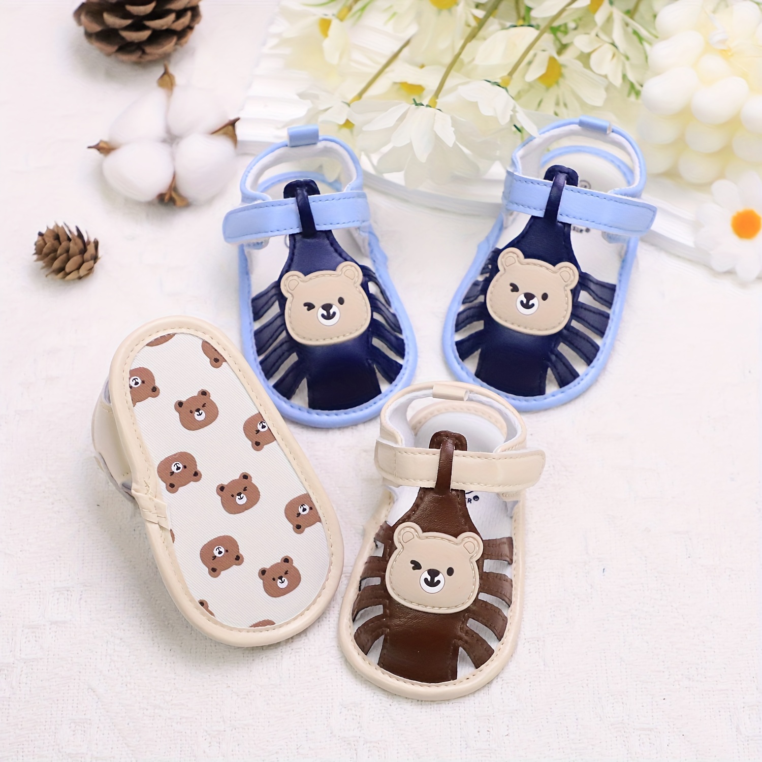 

Rabeisir Casual Cute Cartoon Bear Sandals For Baby Boys, Breathable Non-slip Walking Shoes For Daily Vacation Party Wear, Spring And Summer