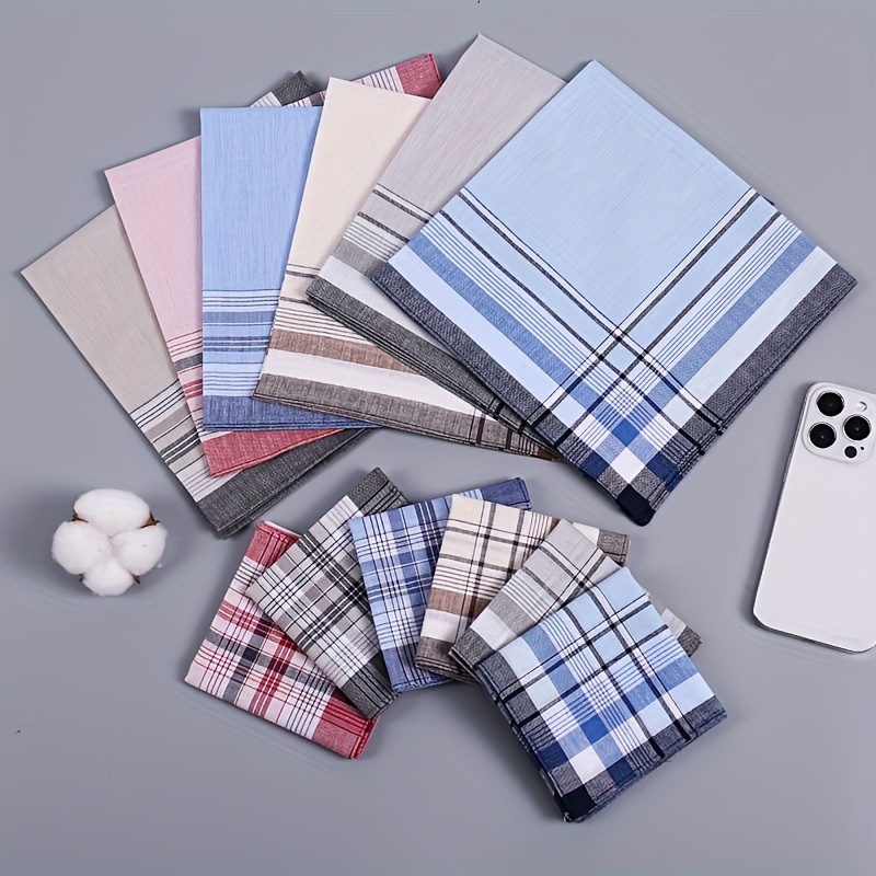 

6 Pack Of Gentleman's Cotton Handkerchiefs: Lightweight, Colorful, And Geometric Patterns - Suitable For Everyday Use