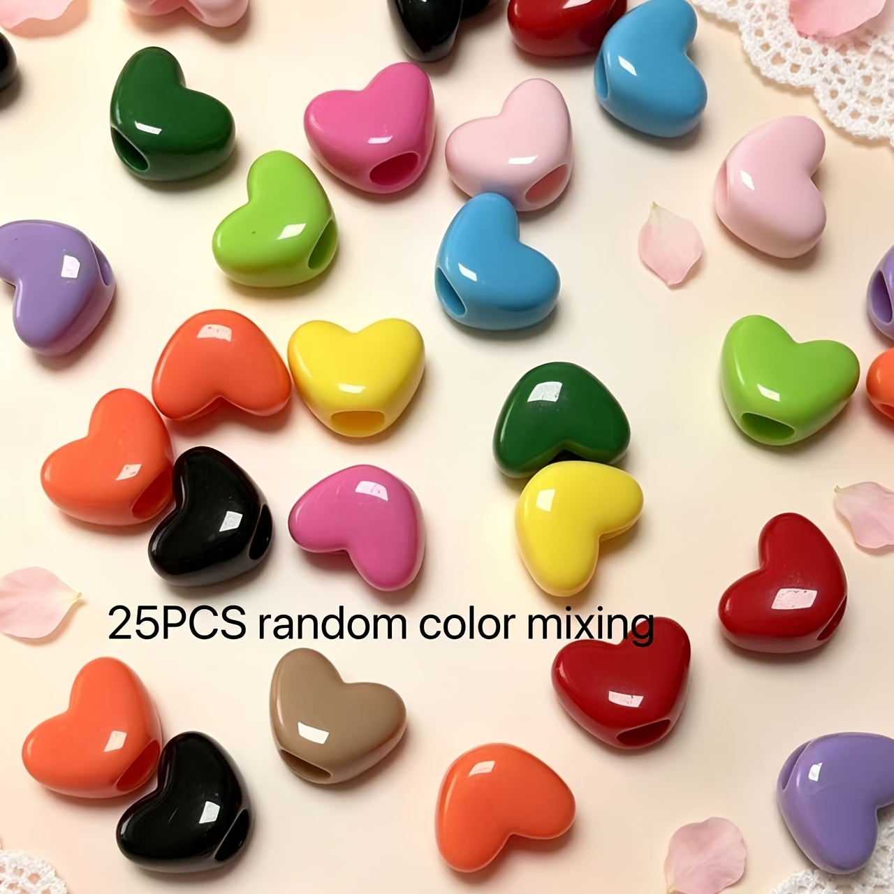 TEMU 25pcs Random Mixed Colors 16mm X 12mm Large , Large Hole Suitable For Headwear Braid Decoration Beading, Bracelet Necklace Shoes Hats Clothing