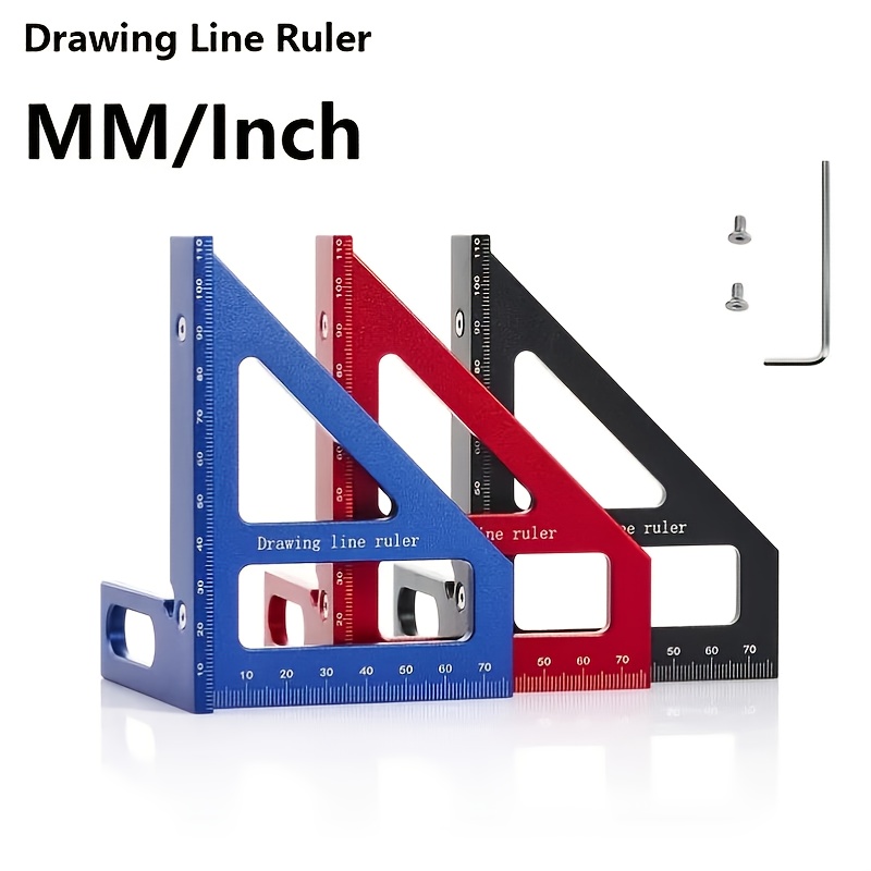 Heavy-Duty   Multi-Angle Measuring Ruler & Miter Square - 45/90 Degree Angle Protractor, Precision Layout Tool with CM/Inch Scale, 360° Rotating Base & M6 Threaded Holes for Engineers, Carpenters, Woodworking, DIY - Durable Aluminum Construction (Compatible with Drawing Software Scales) - Ideal for Architectural, Mechanical, and Engineering Projects - 3D Multi-Angle Measuring Ruler with Miter  