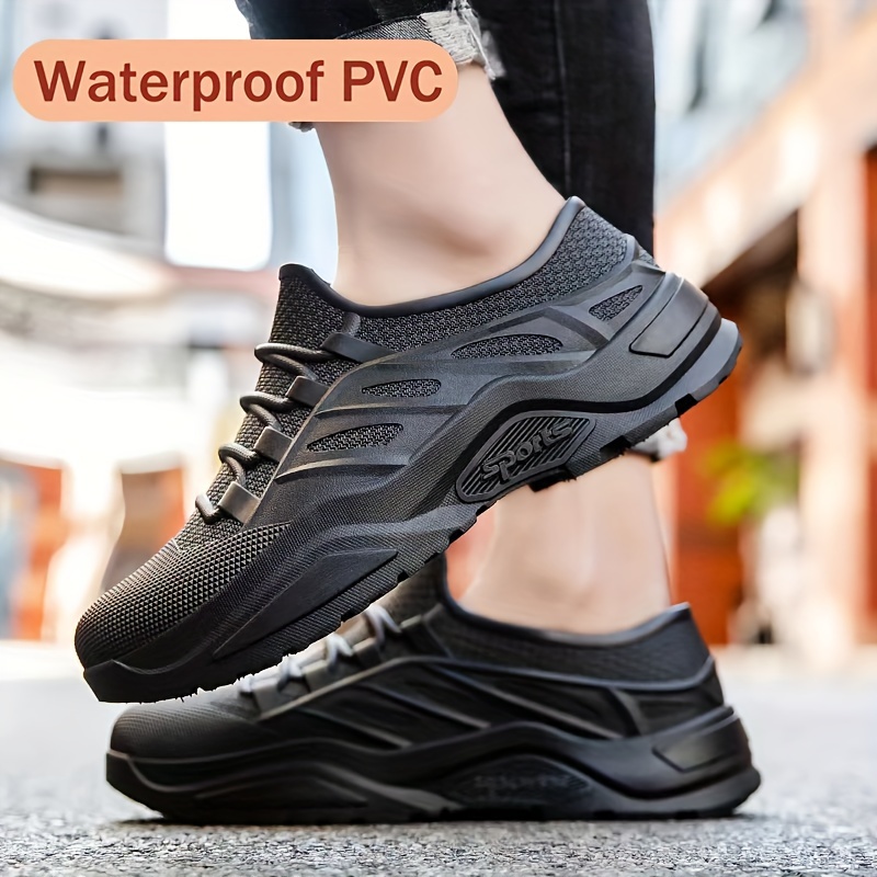 Mens Waterproof Non Slip Fishing High Top Plastic Rain Boots With