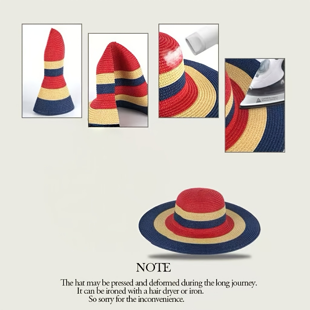 oversized sun hat extra wide brim straw hat - Temu display picture 1