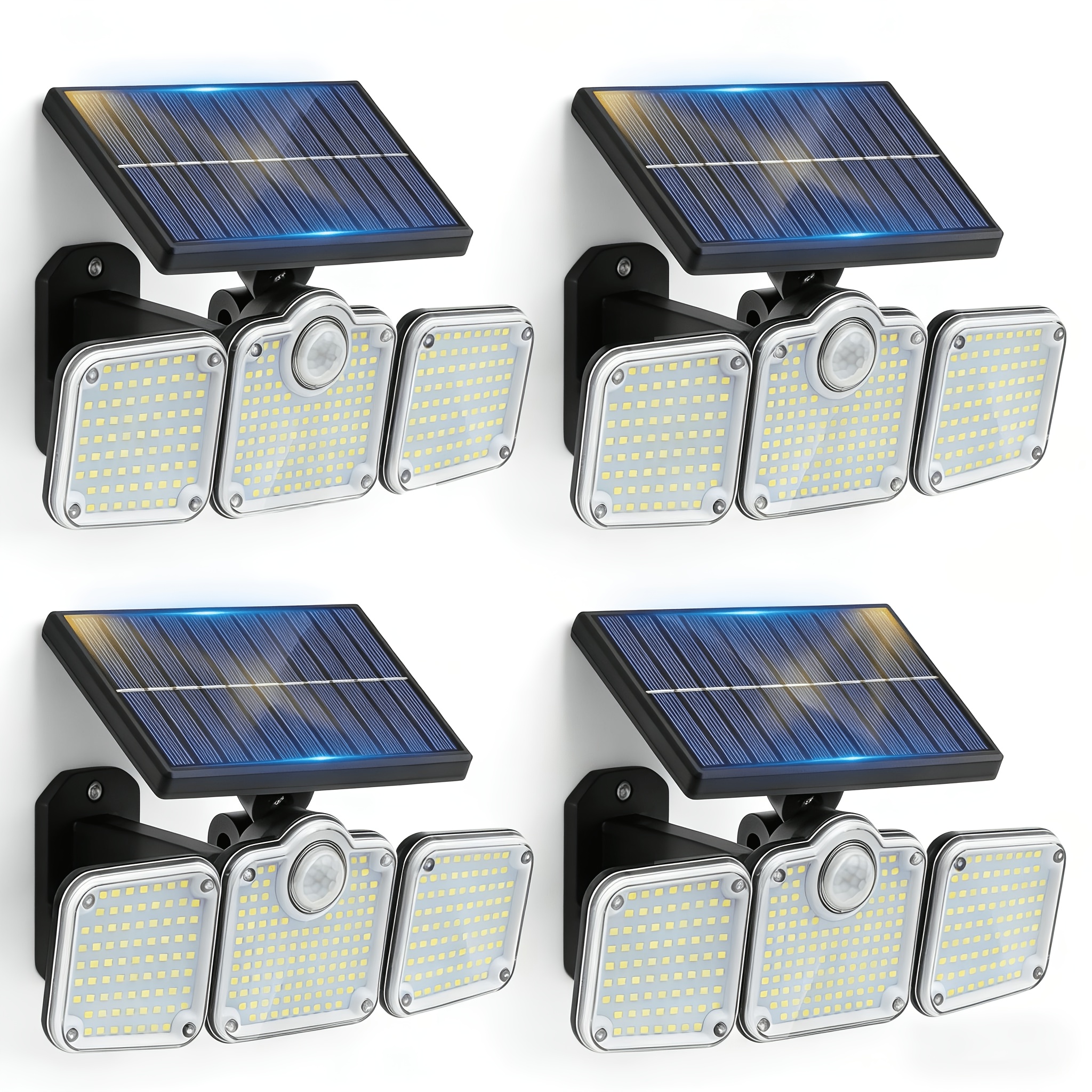 Garden Solar Lights Outdoor, 3-head - 321 Led Solar Security Light, Ip65 Garden Decorations Outside Safety Wall Lamp, Solar Motion Sensor Light, 3 Floodlight For Patio, Garage, Pool, Fence, Camping