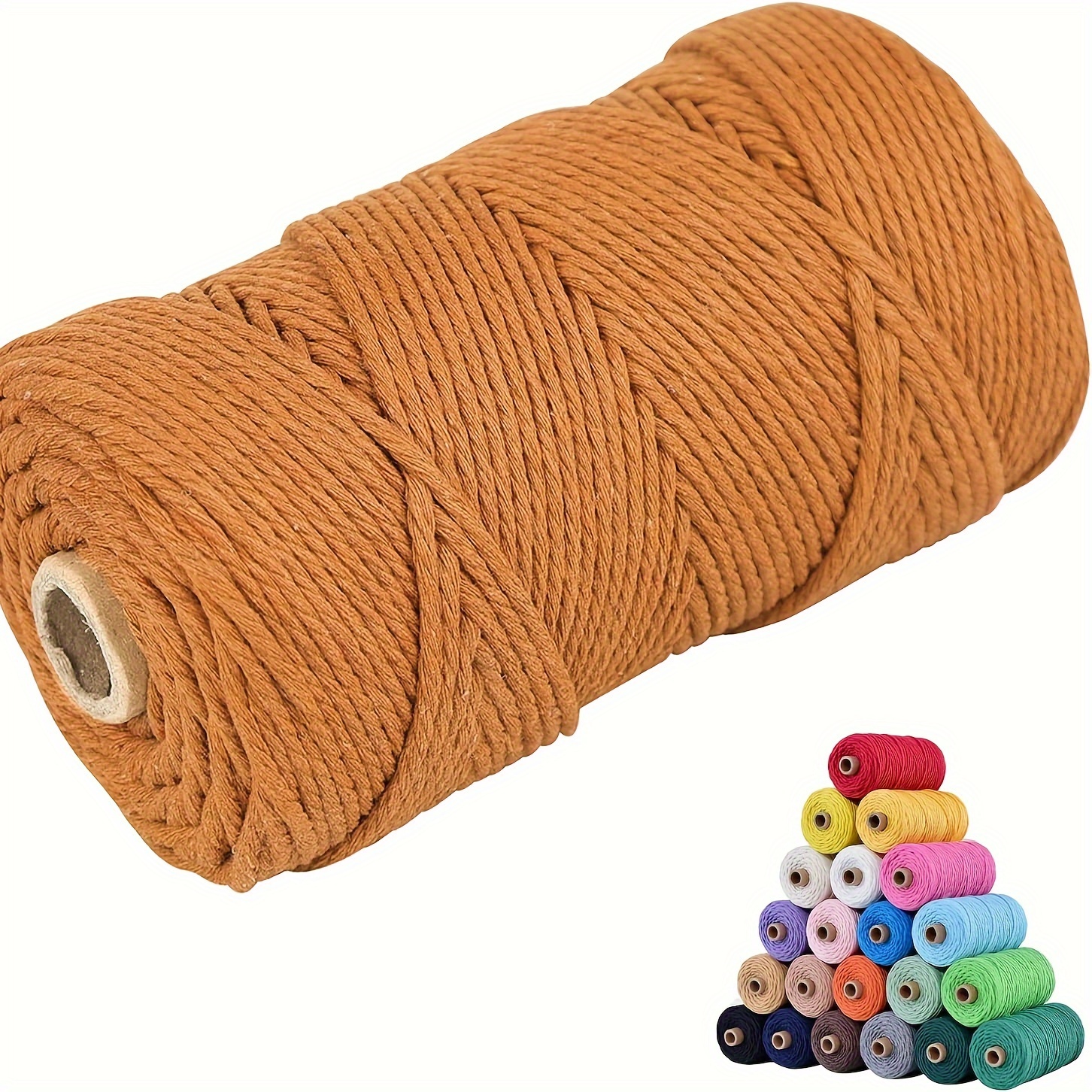 3mm 656ft Macrame Cotton Cord, Beige, Natural Color Handmade Soft 3 Strand Rope