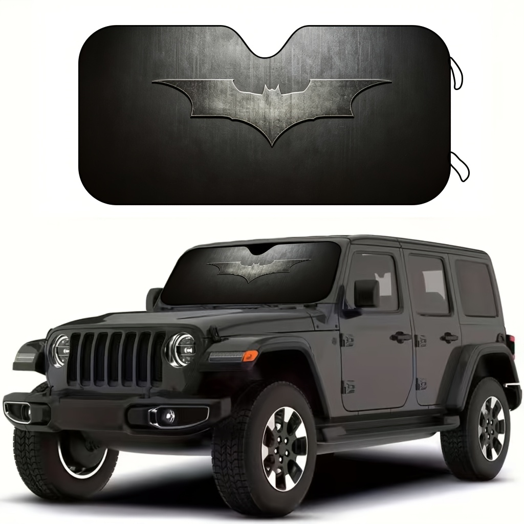 TEMU (wb) 1pc Batman Metal Logo Car Front Windshield Sun Shade, Foldable Sun Visor, Ideal For Daily Use, Road Trips, Hot Weather Parking, And To Keep