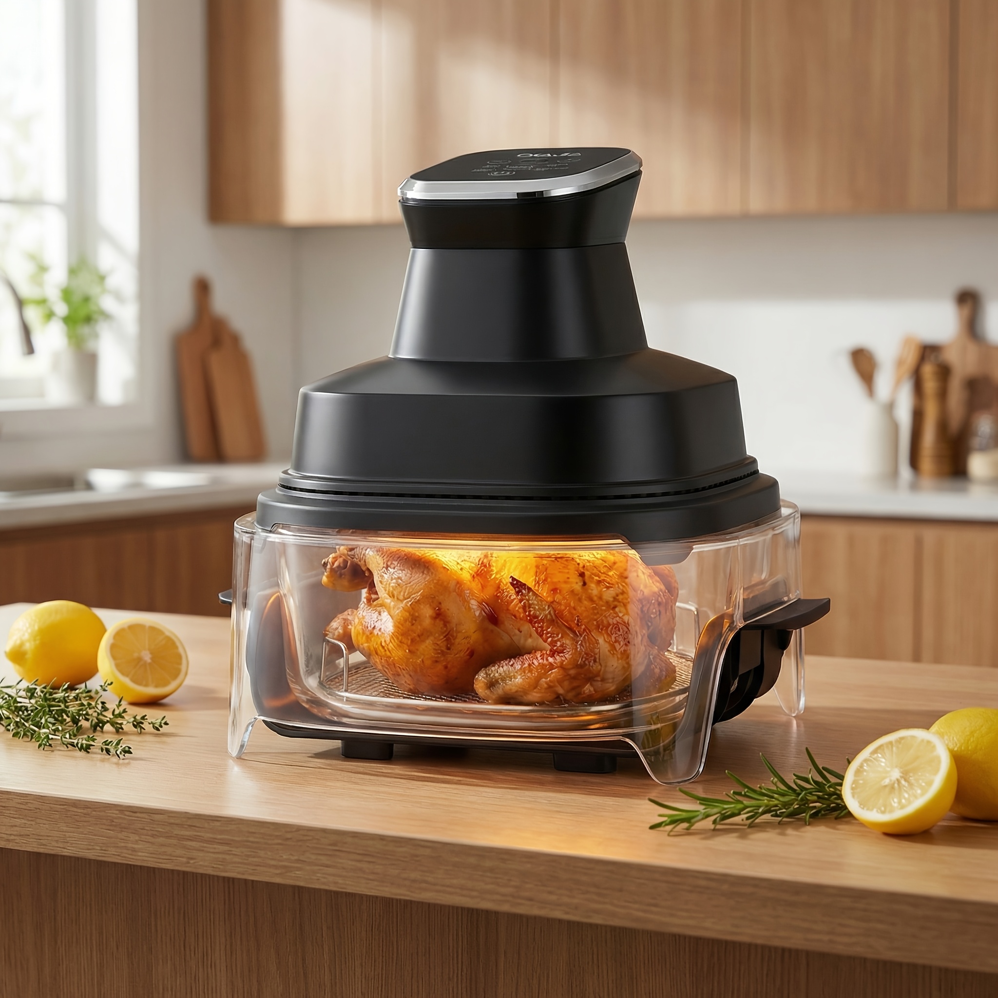 TEMU Système de cuisson et de friteuse à air portable 4-en-1 en verre avec micro-ondes, compatible avec le congélateur, convient pour friteuse à air,