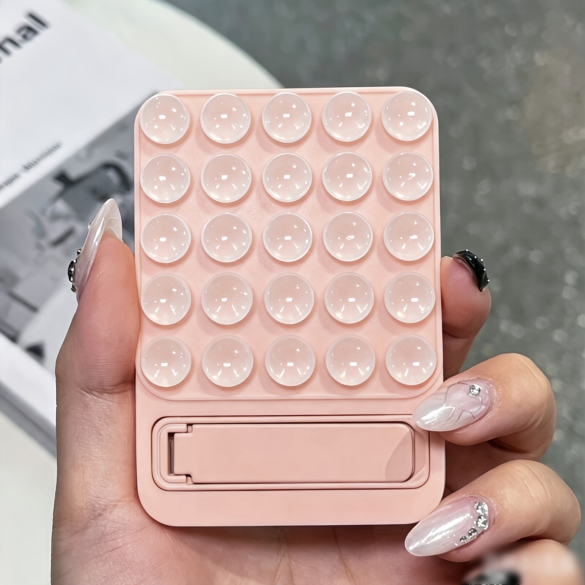 TEMU Japanese Korean Style Creative Suction Cup Phone Holder New Dopamine Easy Adhesive Anti-slip Pad Car Support, Suitable For All Phones, Including