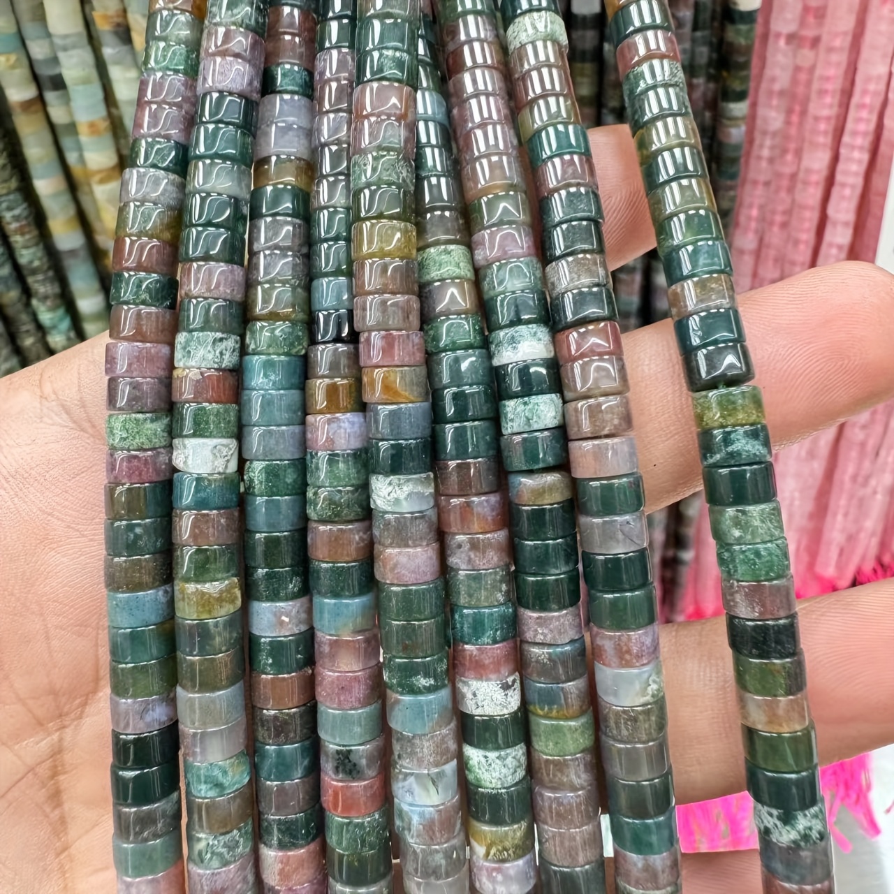 Natural Indian Agate Beads, 116pcs 3x6mm for Jewelry Making