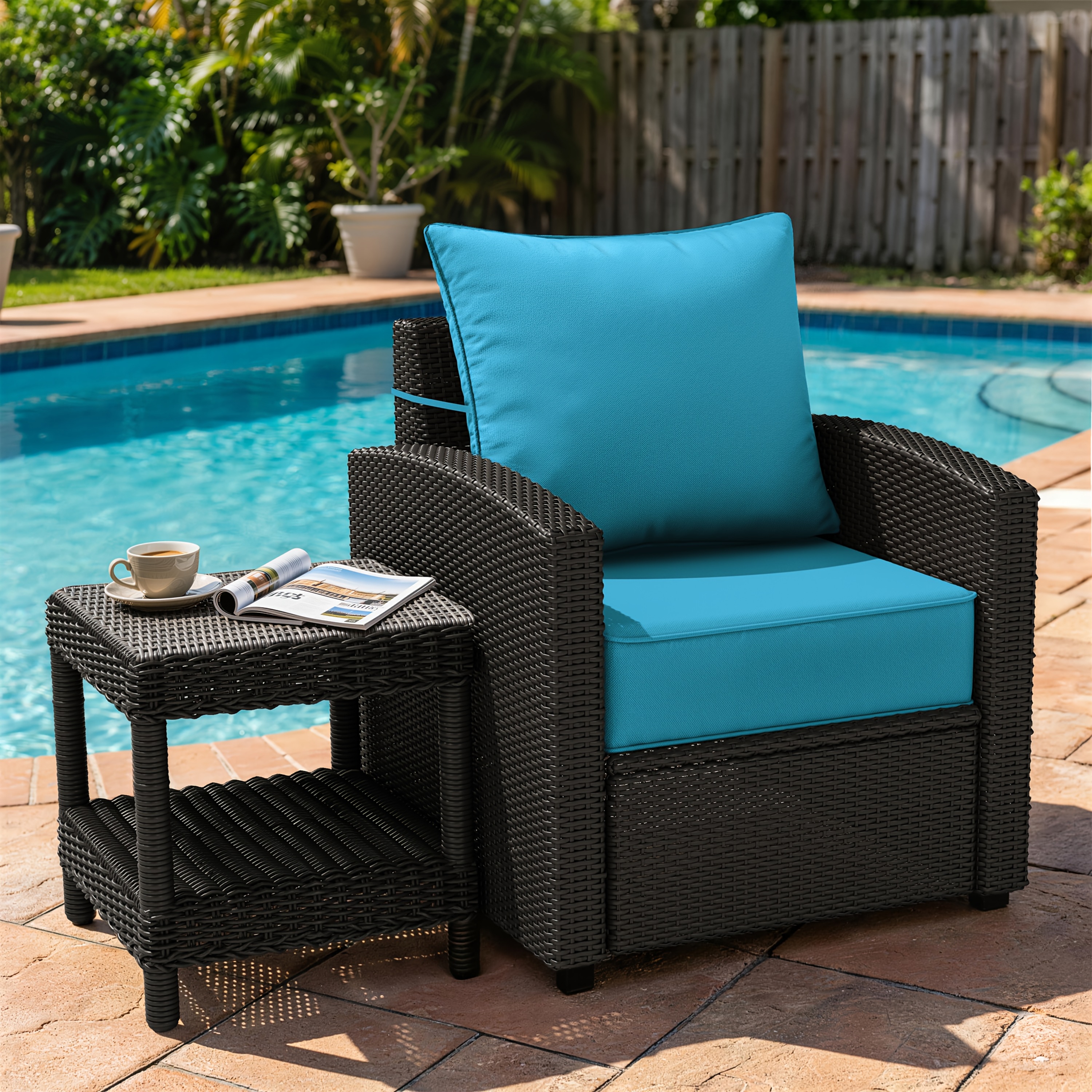Outdoor Cushion Set of 1pc/2pcs/4pcs/6pcs - Thick 35D High-Density Foam Cushions Measuring 24*24*6.5 Inches, Featuring Quick Rebound, High Durability, And Easy Cleaning, Suitable for Outdoor Furniture Like Sofas And Patio Chairs