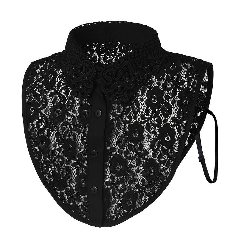 TEMU Women's Elegant Fashion Faux Collar Lace Crochet And Half-shirt Design Detachable Collar Suitable For Autumn Winter Clothing Multi-functional
