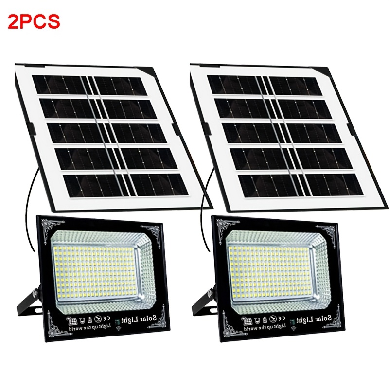 TEMU 2pcs Solar Flood Light Outdoor 200led Floodlights Solar Power Security Light Auto Dusk To Dawnl For Yard, Gazebo, Shed, Barn