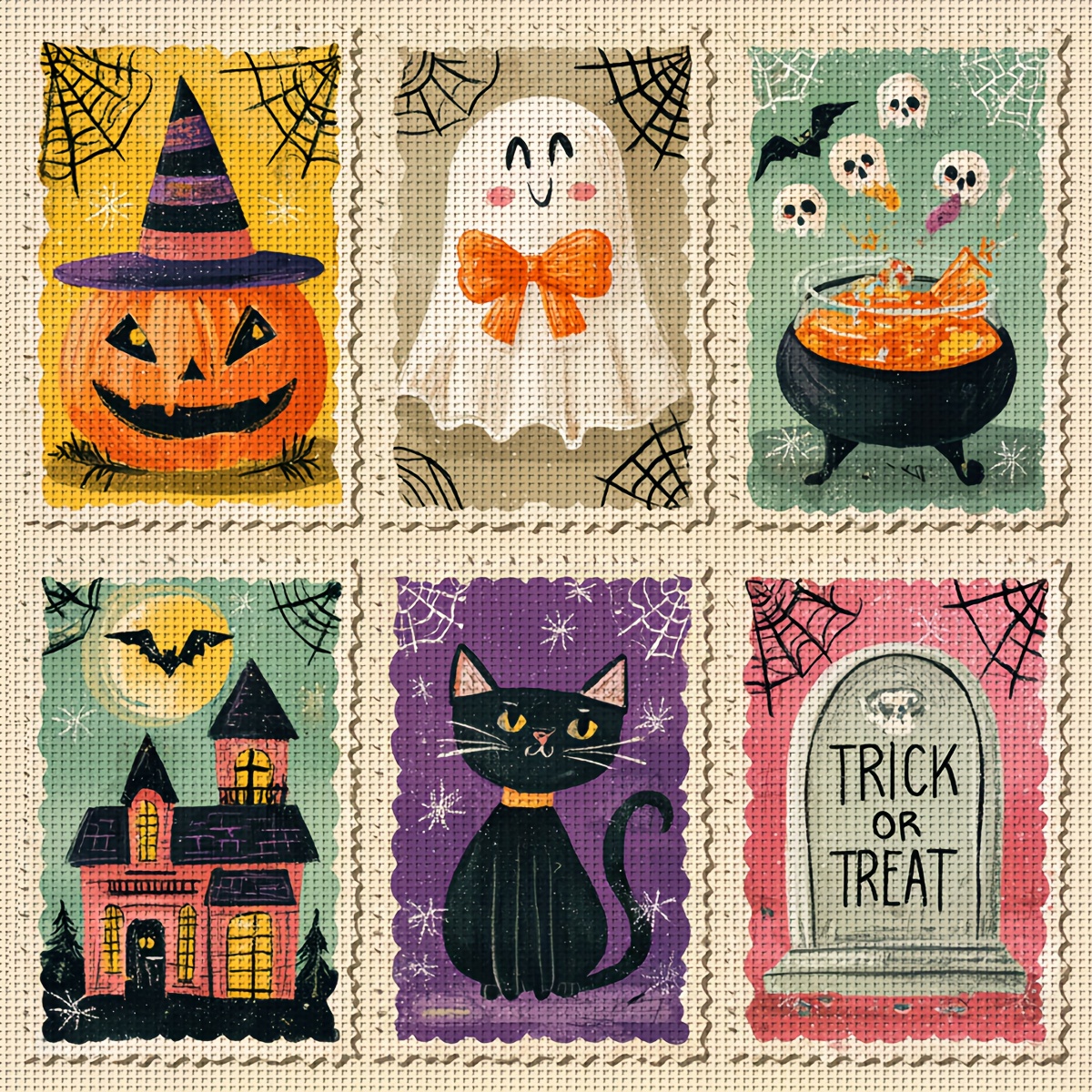 TEMU Zuoanlf 1set 40x40cm/15.7x15.7inch Diy Cross Stitch Kit Frameless, Halloween, Stamped Cross Stitch Kits, Embroidery Set For Home Decor, Includes