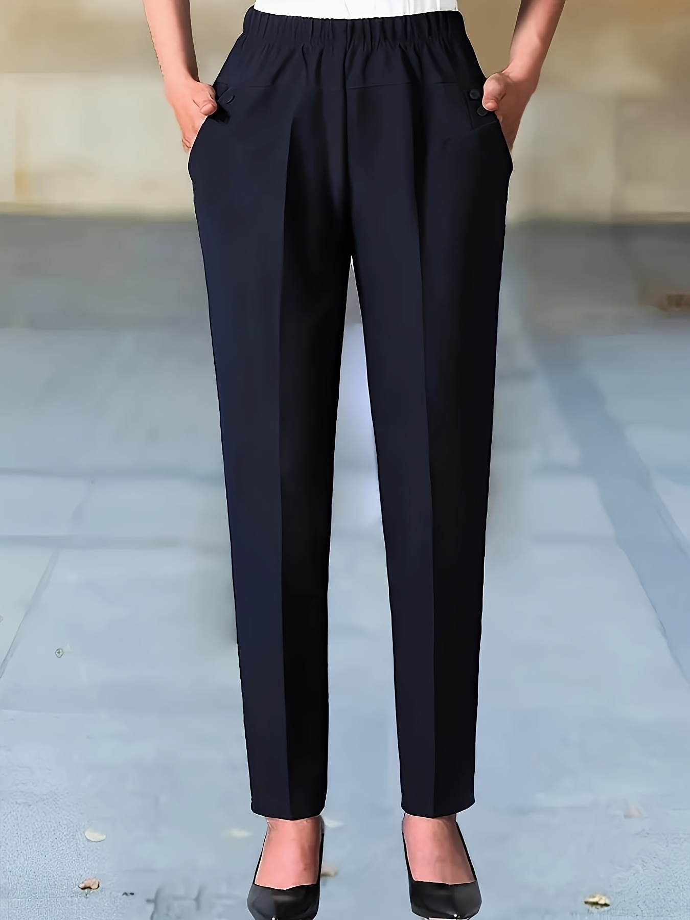 ladies dress pants canada Ladies' Elegant Solid Color Trousers, Fit, Elastic Waistband, Pockets, Machine Washable, Ready Stock 3 Suits for $299