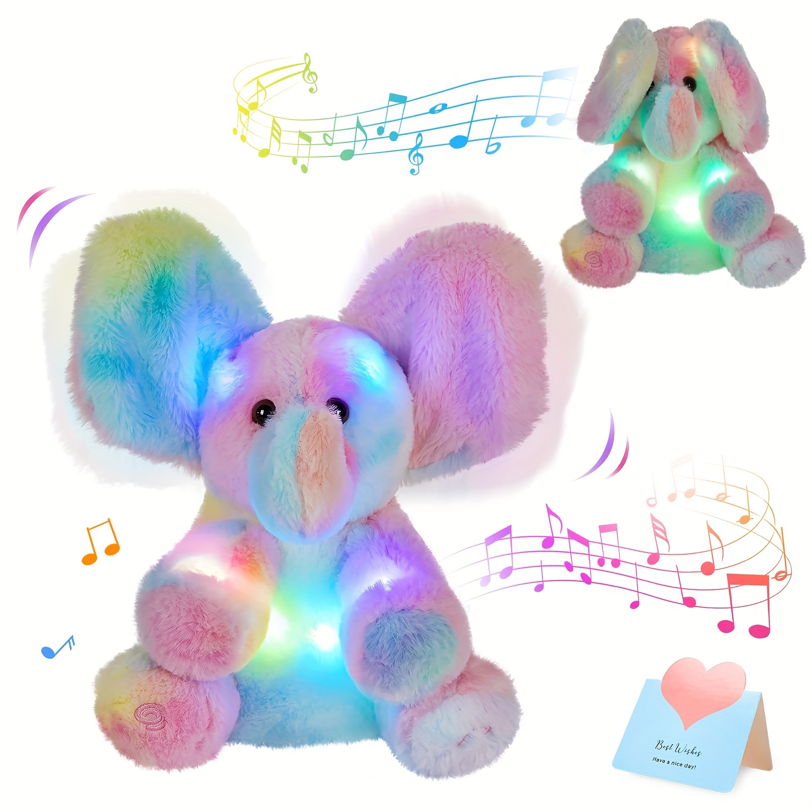 TEMU Glowing Hide And Seek (without Batteries), Rainbow Elephant Singing Stuffed Animals Toy, Halloween & Christmas & Black Friday Gift/decor For