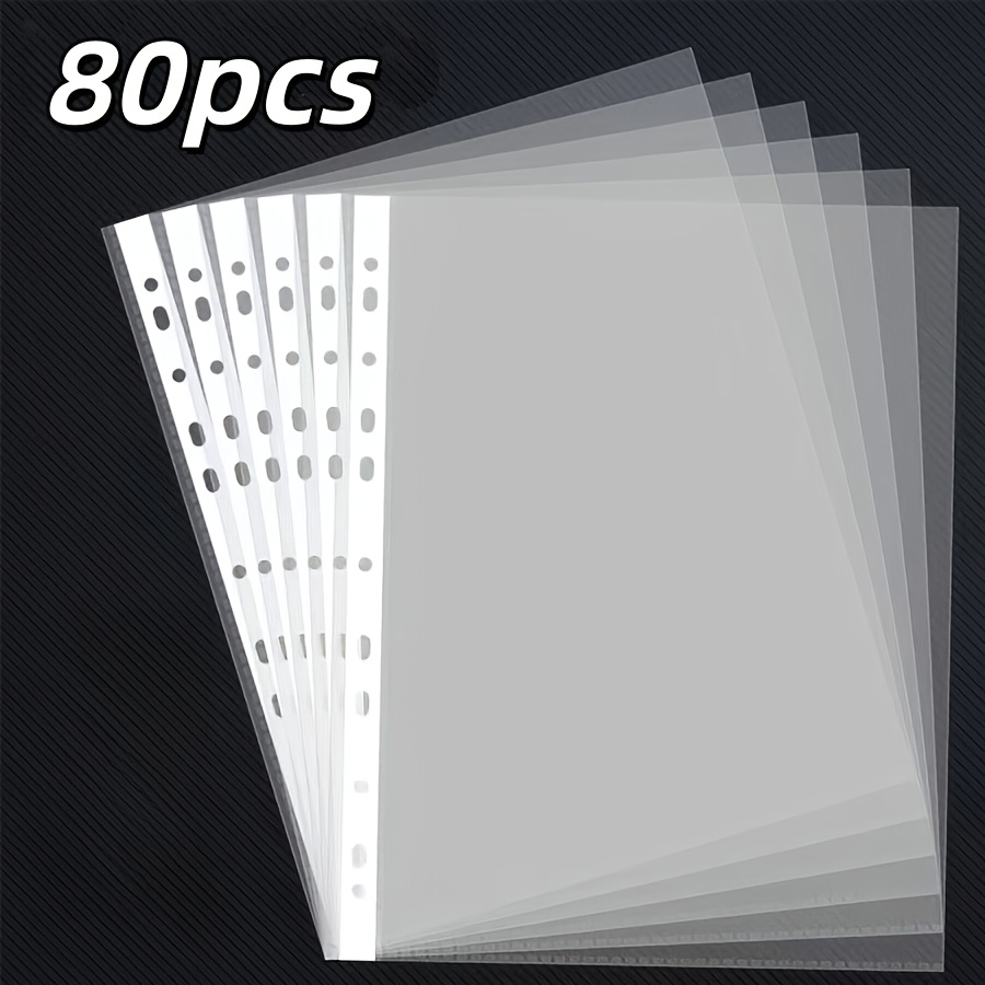 TEMU 80pcs Practical 11-hole File Protectors, Fully Transparent For Clear Visibility, Allowing Retrieval Without Rummaging. Made Of Material Sturdy