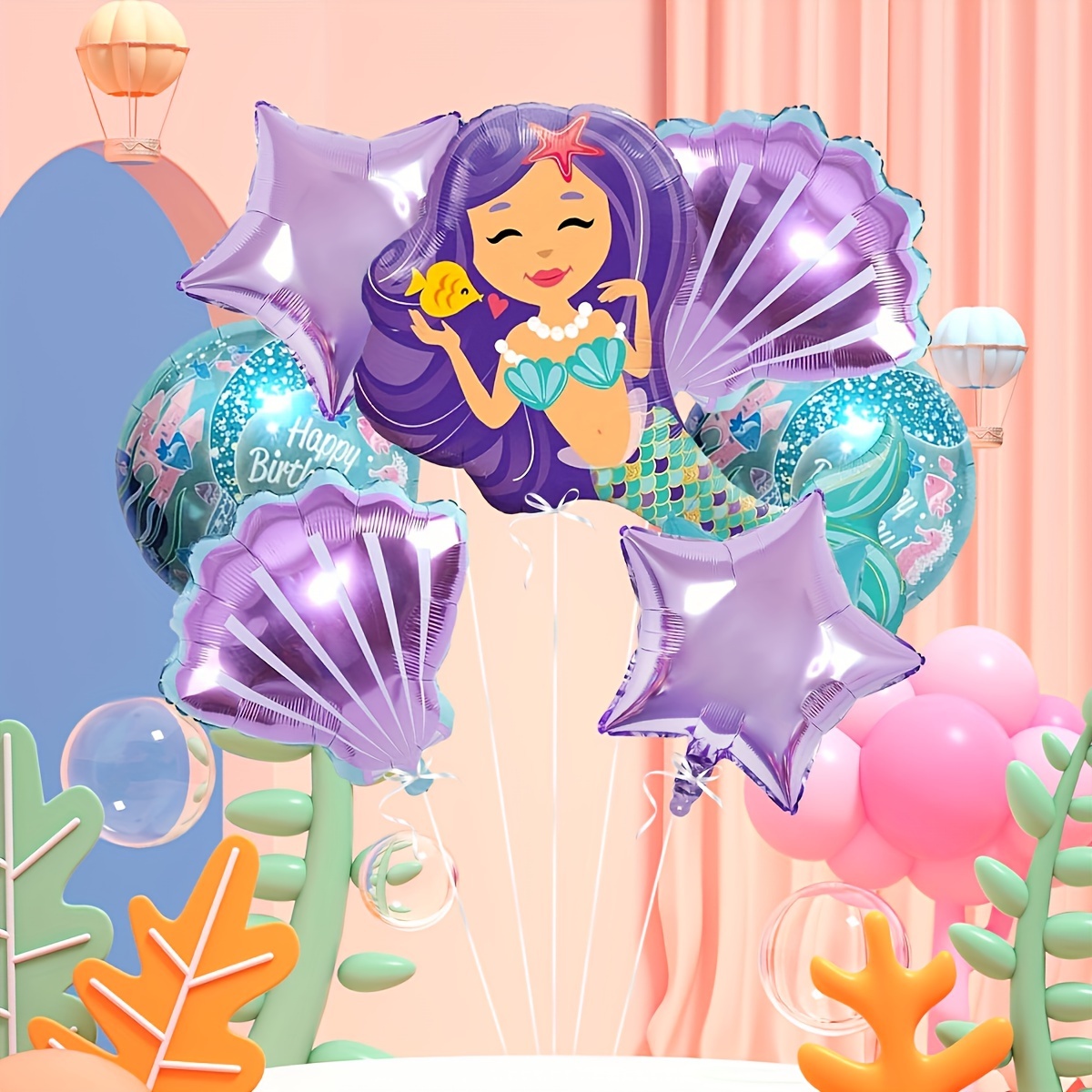 25 Piezas Juego Globos Sirenita Decoraciones Fiesta Feliz - Temu