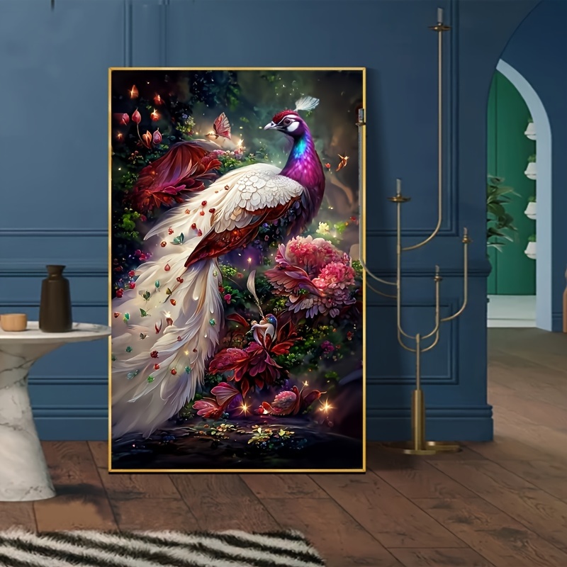 

1set Diy Cross Stitch Kit, Gorgeous Peony Peacock Pattern Cross Stitch Material Package, Home Decoration Painting For Bedroom, Living Room