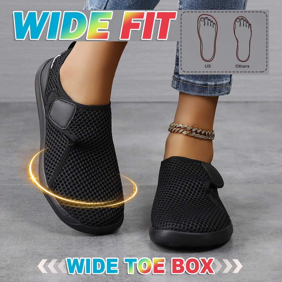 TEMU Women's Plus Size Wide Toe Outdoor Sports Shoes | Wide Forefoot, Non-restrictive Fit | Perforated Breathable Casual Shoes | Soft Sole Wide Toe
