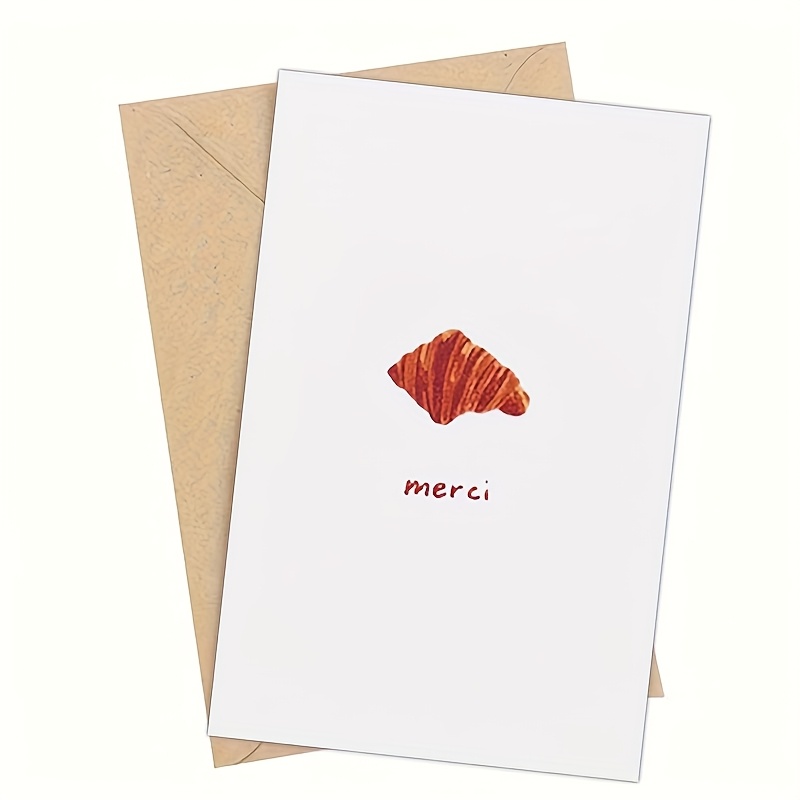 1pc, Croissant Thank You, Thank You Card, Greeting Card, Interesting Card, Funny Card, Good Luck -with Envelope