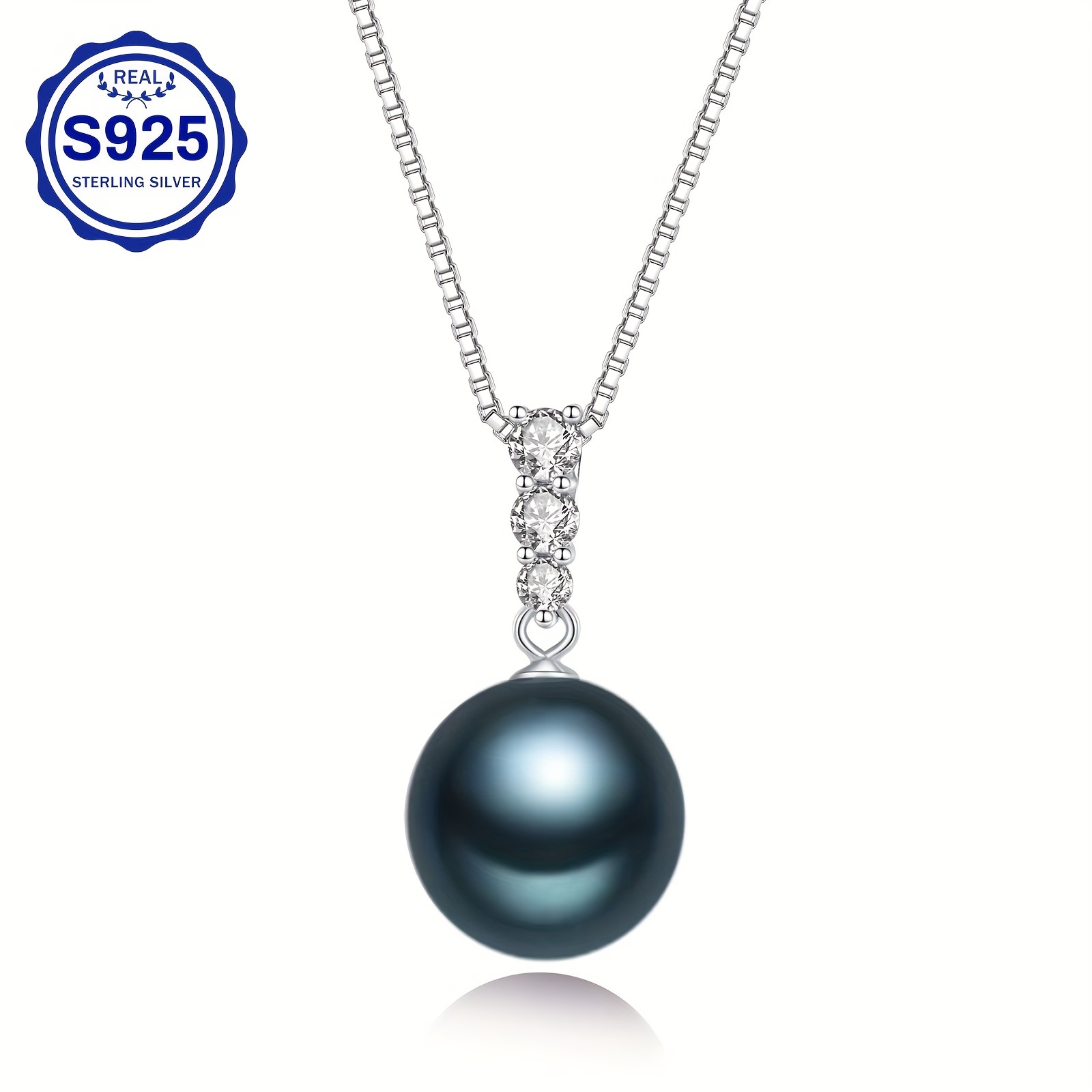 

Black Pearl Necklace, 11-13mm Genuine Tahitian Pearls Round, 925 For Women, Pendant Necklace With 18 Inch+2" Chain, Anniversary Jewelry Gifts For Wife Mom