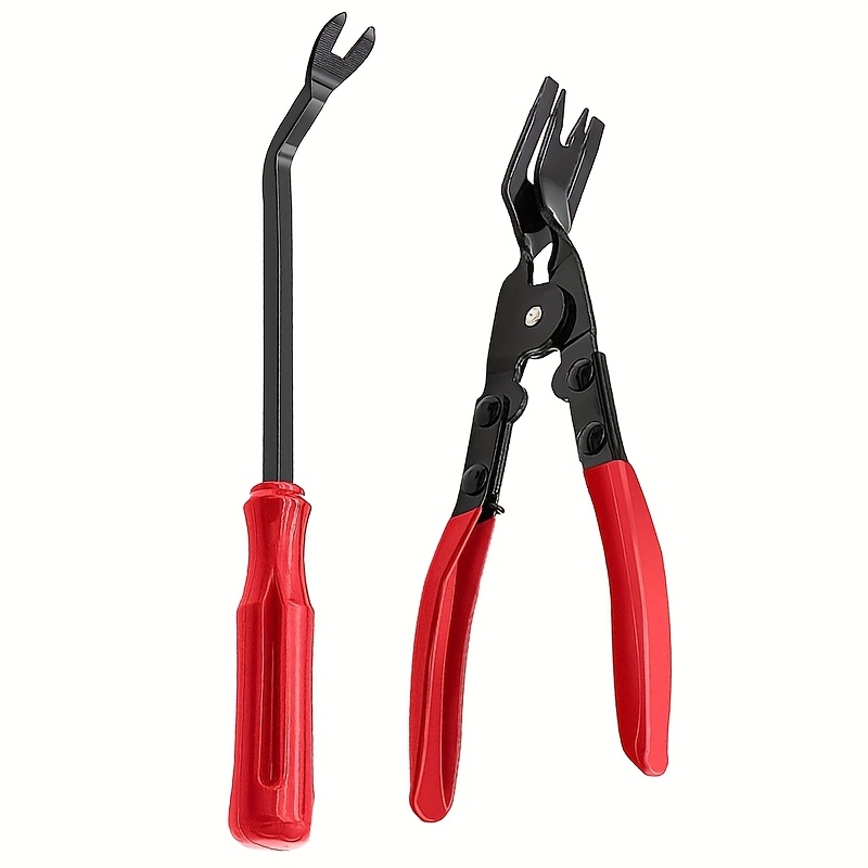 TEMU 2pcs Set Car Panel Clips Removal Pliers Tool, Automatic Fastener Repair Kit, Plastic Clip Push Needle Pliers Car Pry Tool Door Panel Dashboard