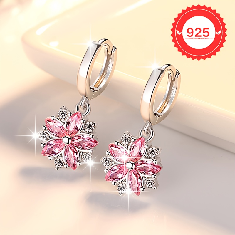 Pink Petal Flower Earrings Versatile Small Flower Earrings