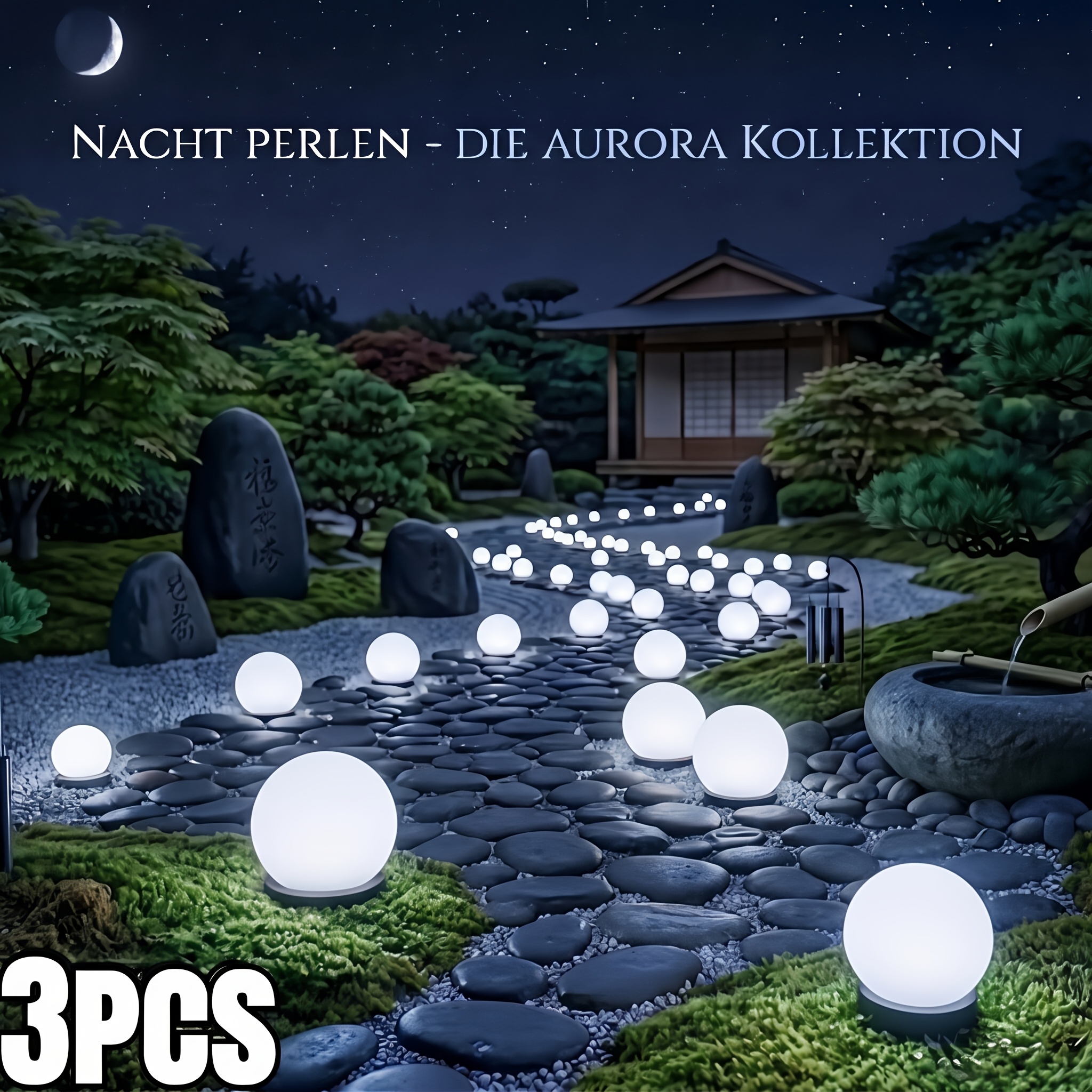 Image of 3pcs Solar Lawn Ball Lights, Outdoor Party Atmosphere Landscape, Festival Celebration Glowing Decorations, Camping Base Aesthetic Lighting, Garden Landscape , Perfectly Integrated .