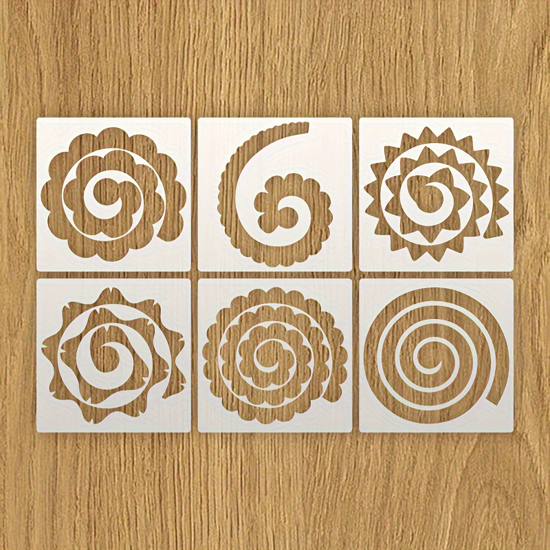 6pcs Origami Flower Stencils, 7-inch Reusable Painting Templates For Rolling Paper Flowers
