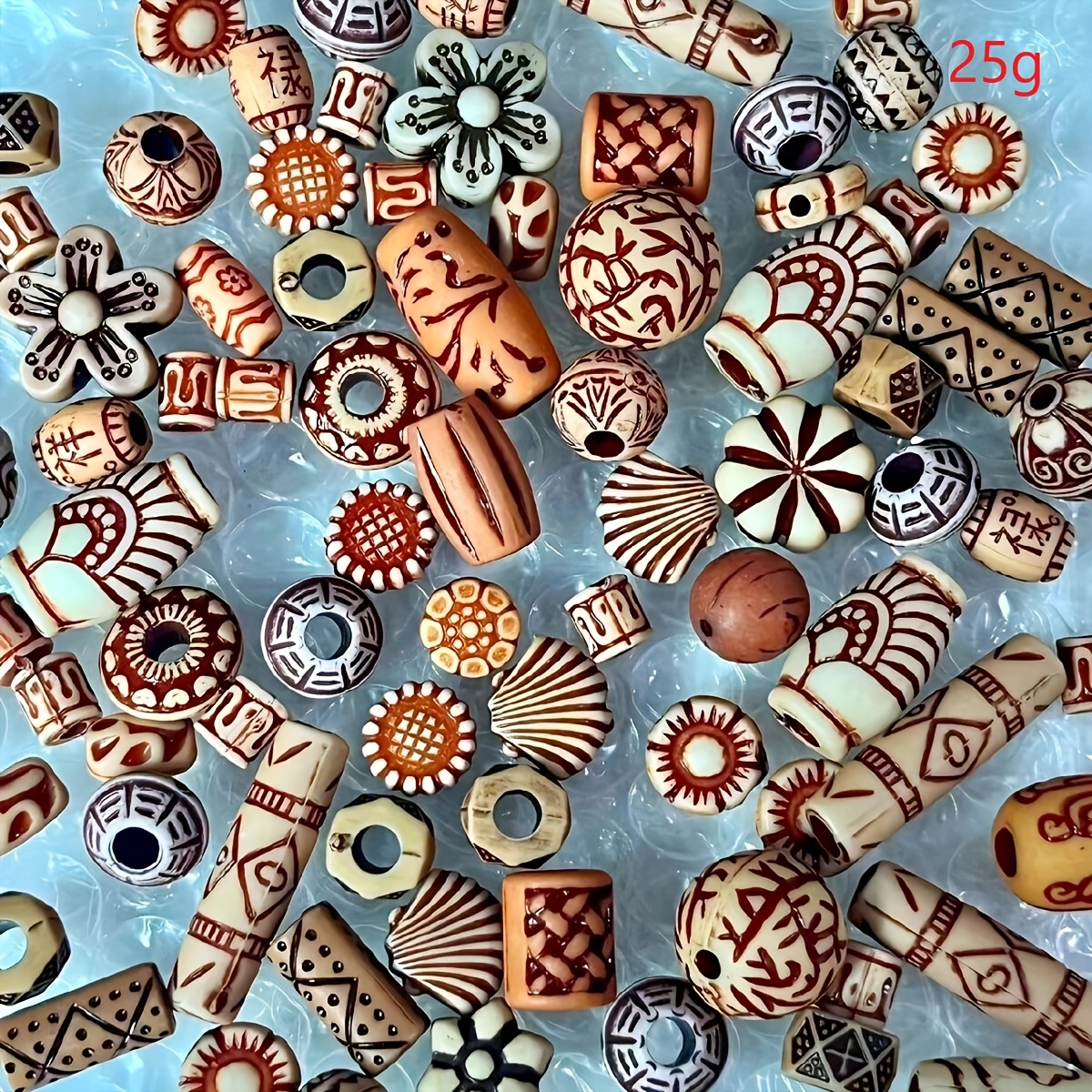 Image of 25g Retro Multi-style Mixed Acrylic Beads Large Hole Unique Shapes Suitable For Jewelry Making And Knitting