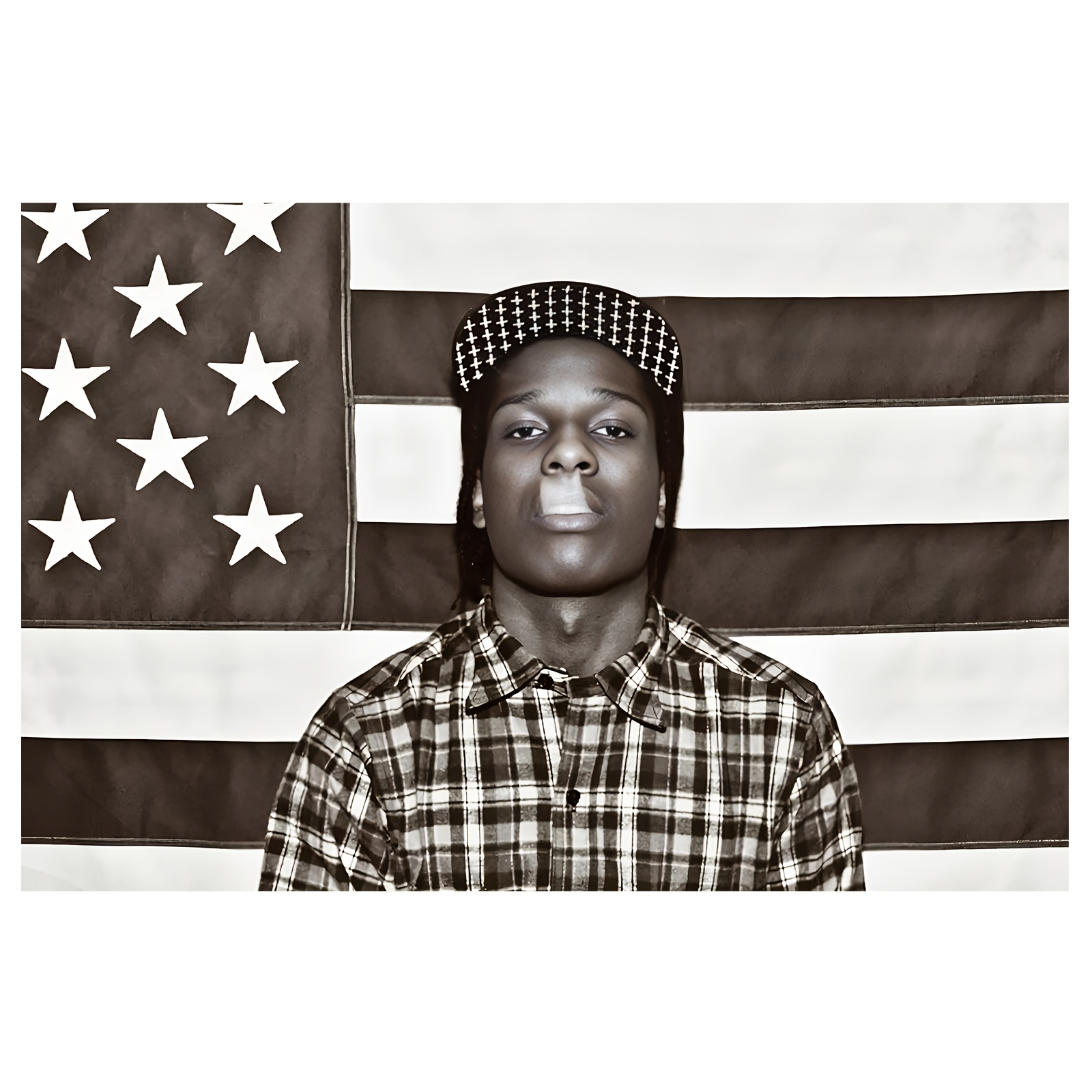 

American Flag-inspired Hip-hop Musician Canvas Poster 12x18" - For Home, Office, Studio, Bars, Clubs, Cafes, Billiards - Decor