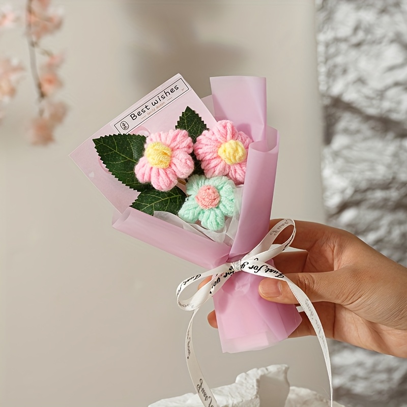 Image of 1pc Colorful Creative Puff Simulation Bouquet With Gift Bag For Graduation Season , Girlfriends, Mothers, Valentine's Day Gifts
