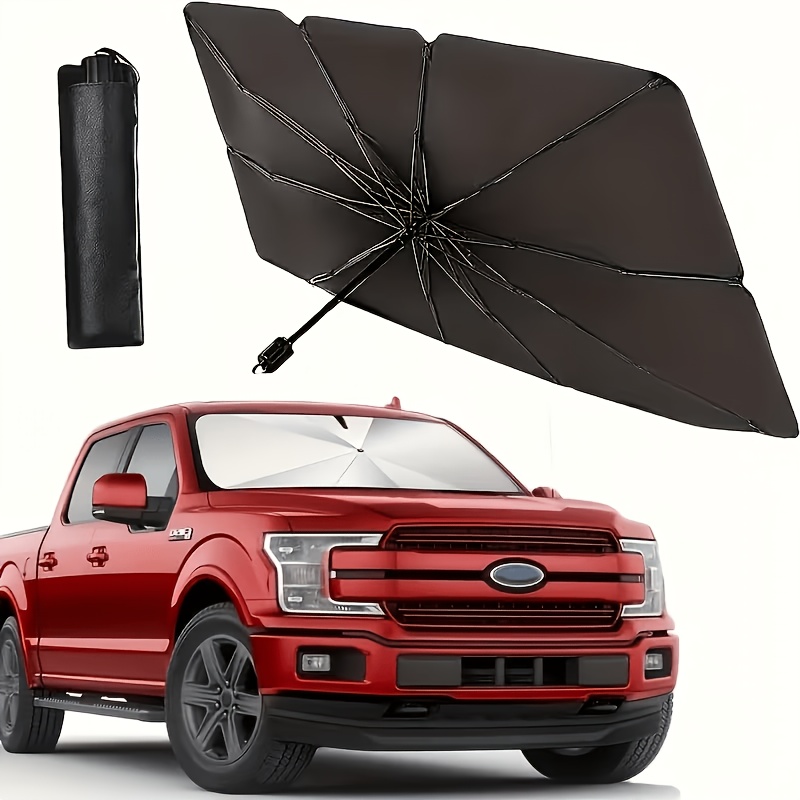 TEMU A Large Silvery Car Sunshade, With A Car Cleaning Cloth, With A Retractable Heat-insulating Windshield Sunshade, Designed For Cars And Vehicles,