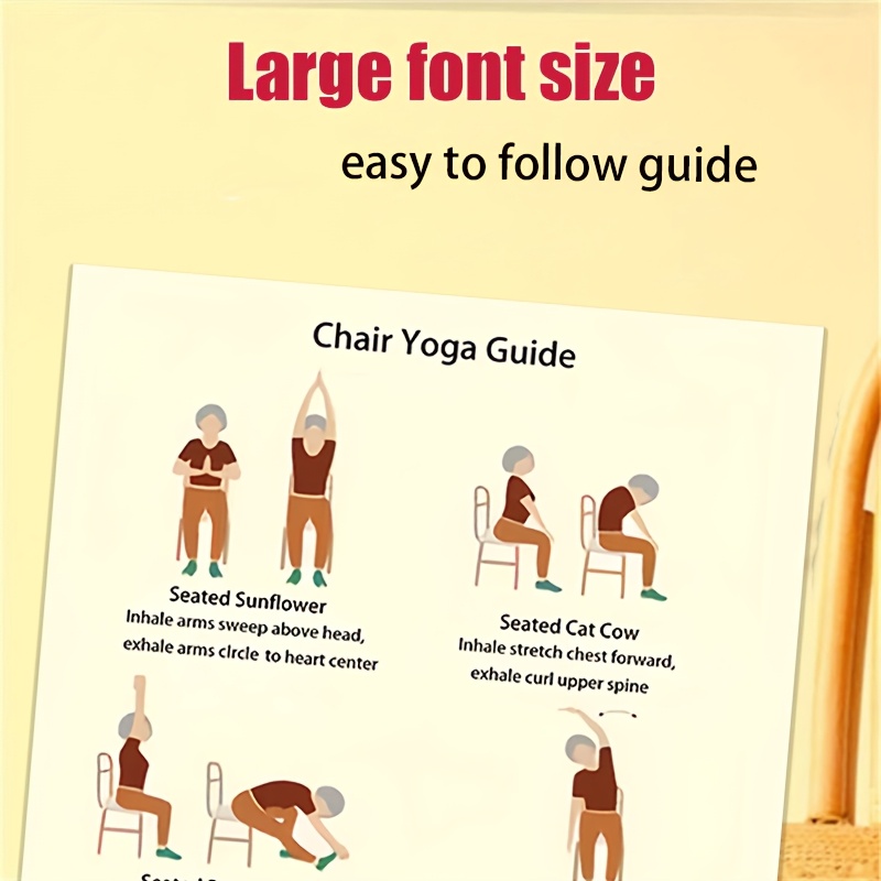 

3 Paper Yoga Guide For Seniors, Exercise Guide Poster For Beginners, High-quality Paper Printed Yoga Exercise Sheet