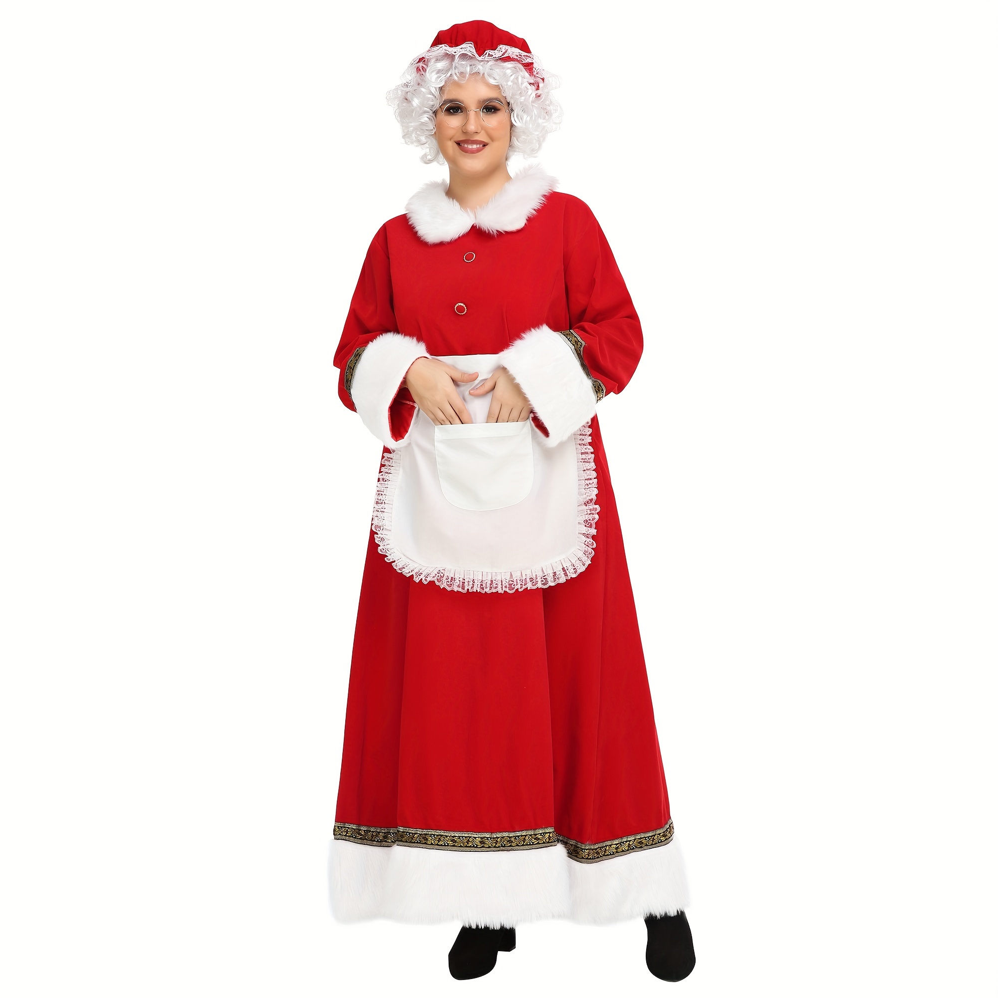 * Costume For Women 5PCS Santa Dress Outfit Adult Christmas Santa Costume  Plus Size