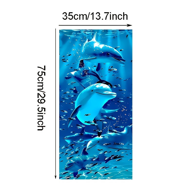 TEMU 1 Pack Of Dolphin Printed Towels: Very Suitable For Summer Seaside Fun, Large Quick-drying Polyester Towels, Bath Towels, Beach Sand-proof And