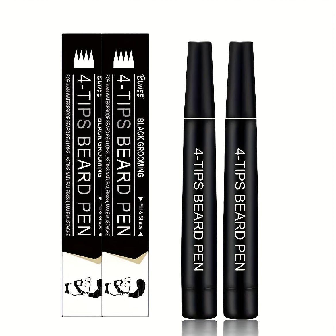 TEMU Stylo Colorant pour Barbe à 4 Pointes - Couverture Instantanée des Cheveux Gris, Design -Fuites, 48 Heures de Tenue, Résistant aux Taches et