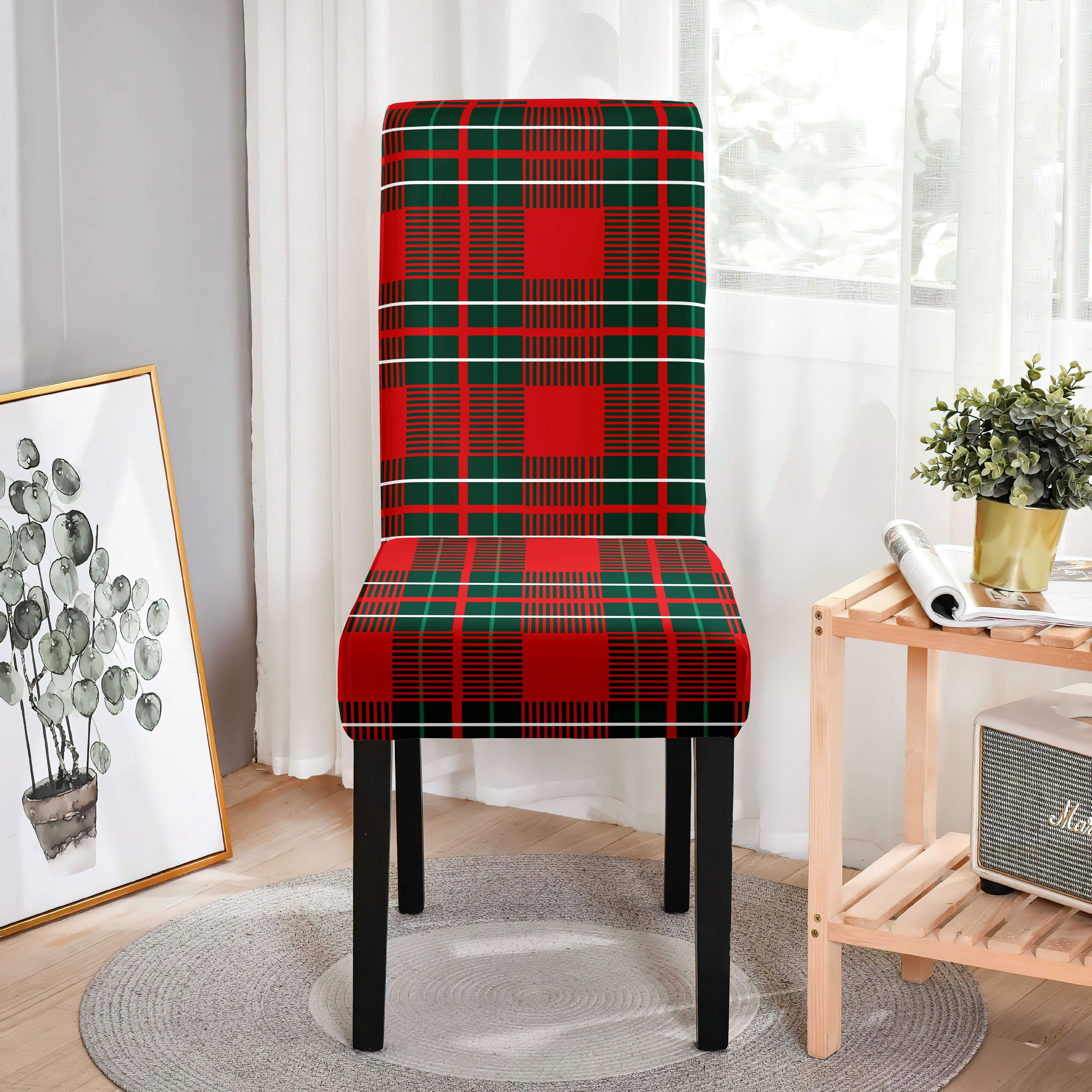 

Christmas Chair Slipcovers 4pcs/6pcs - Print Stretch Dining Chair Covers For Christmas Party Decor, Machine Washable Polyester Spandex, Reusable Dust-proof Decorations