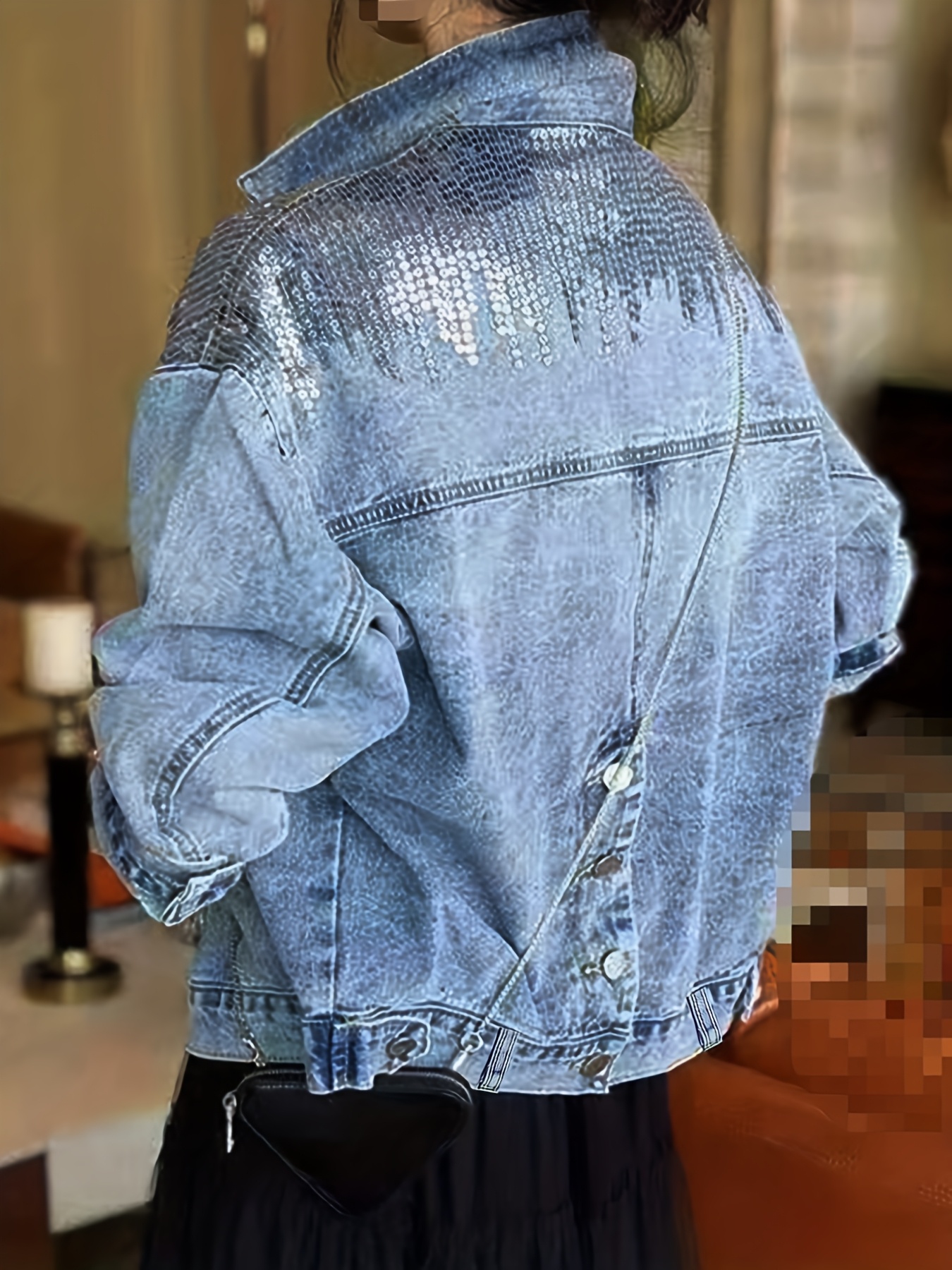 veste denim oversize à paillettes 2025 style Temu Canada