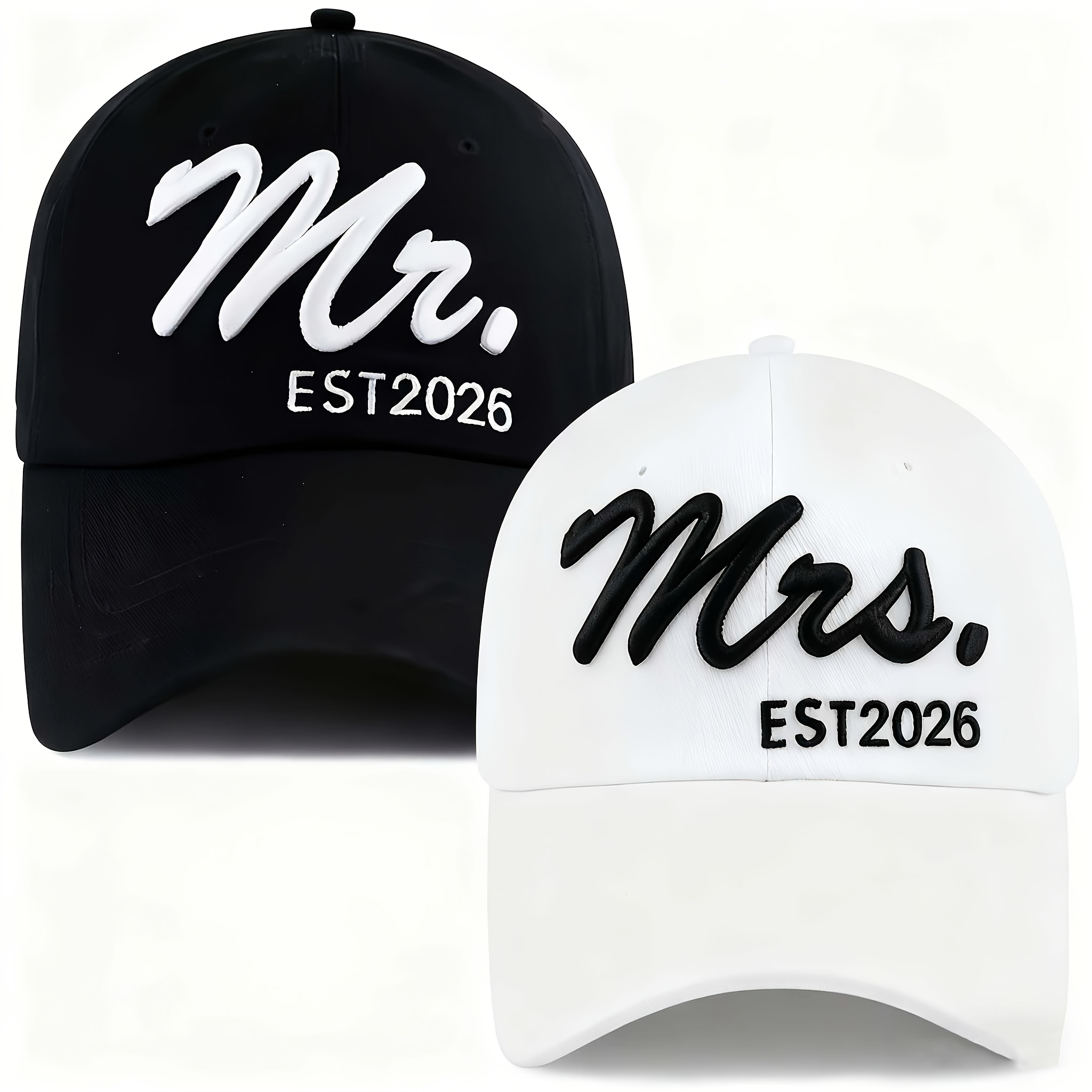 2 Mr. Mrs. 2025 Baseball Caps For Men And Women, Wedding Gifts For And , Fun Adjustable Sewing Hats, Couple Set