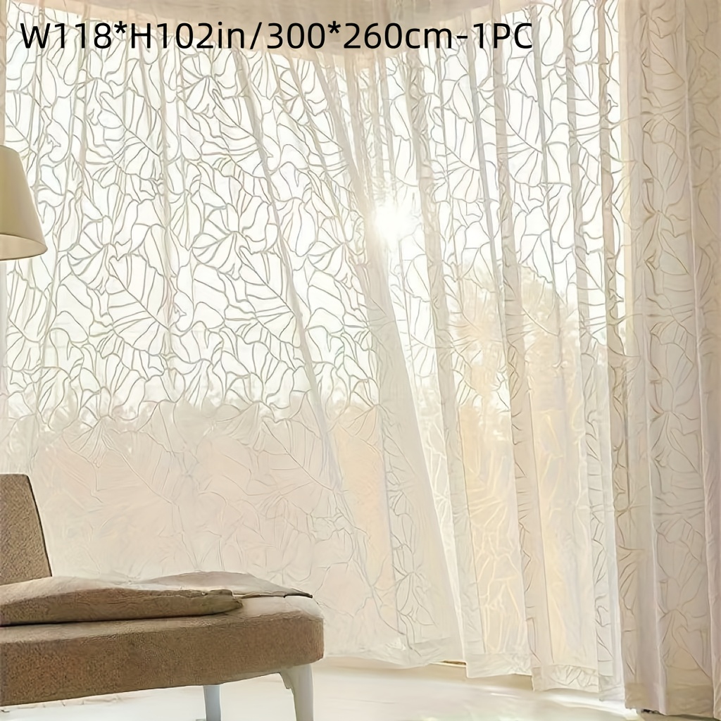 Image of 1pc Set, Ins-style Modern Embossed Curtain, Warm Off-white, Light-blocking And Breathable, Multi-functional Hook , High- Drape, Suitable For Living Room, Bedroom And Home Decoration