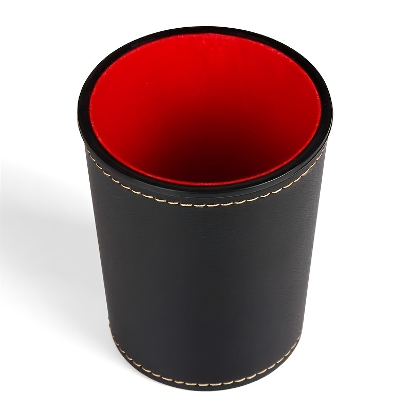 TEMU 2pcs Dice Cup Set With 5 Dice/1pc Dice Cup With 5 Dice, Pu Stitched Plush Lined Silent Dice Cups, High-quality Synthetic Dice Cups With Felt