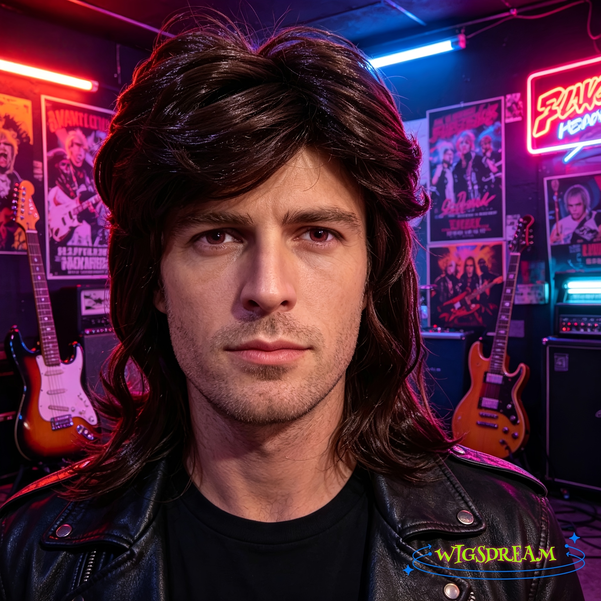 brown wig curly mens european and   wig hip hop punk long curly hairstyle costume wig mens dark brown wolf tail mullet wig vintage rock style full headpiece