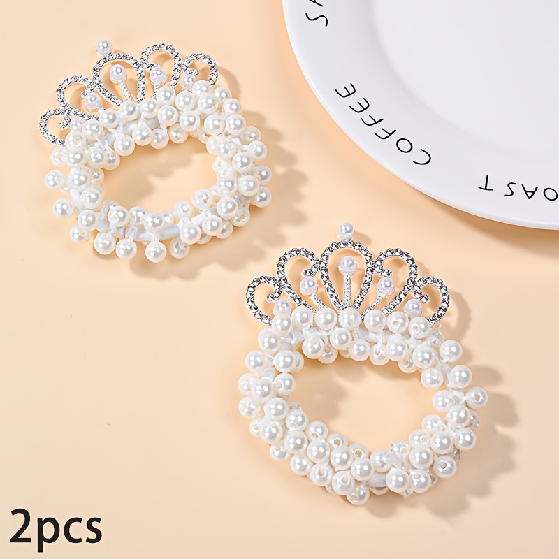 2/4pcs Hair Ties With Princess Crown Headbands, Cute And Elegant Hair Accessories For Buns, Perfect For Parties, Gatherings, And As Small Gifts For